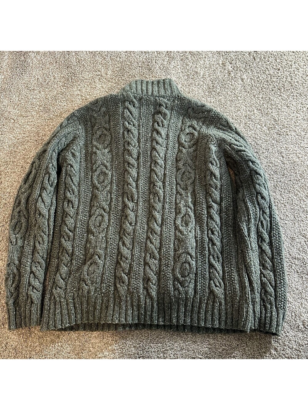 Lauren Ralph Lauren Sweater Women’s Sz M Green Wool Blend Hand Knit Cable - Picture 8 of 9